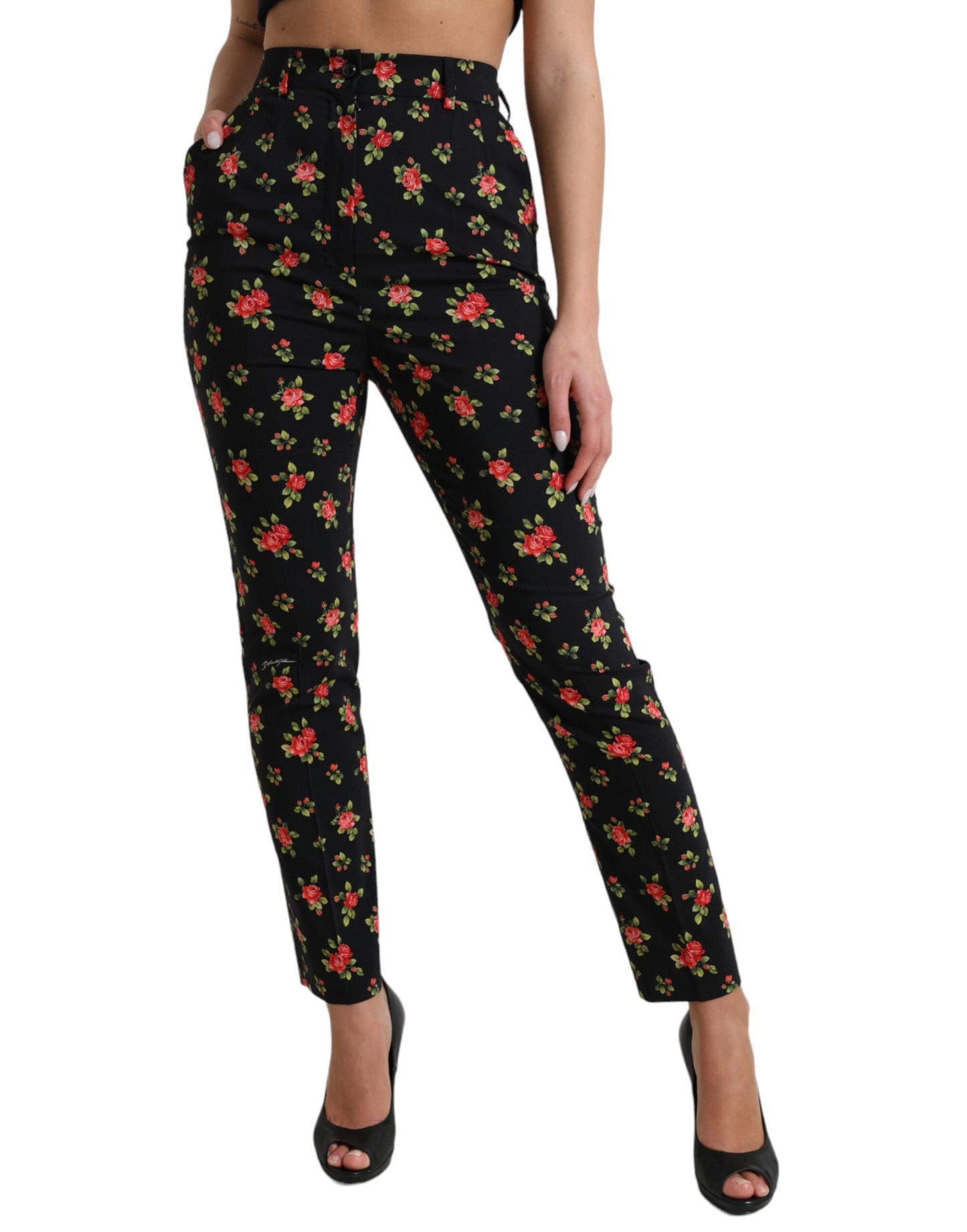  - Elegant High-Waist Floral Tapered Pants