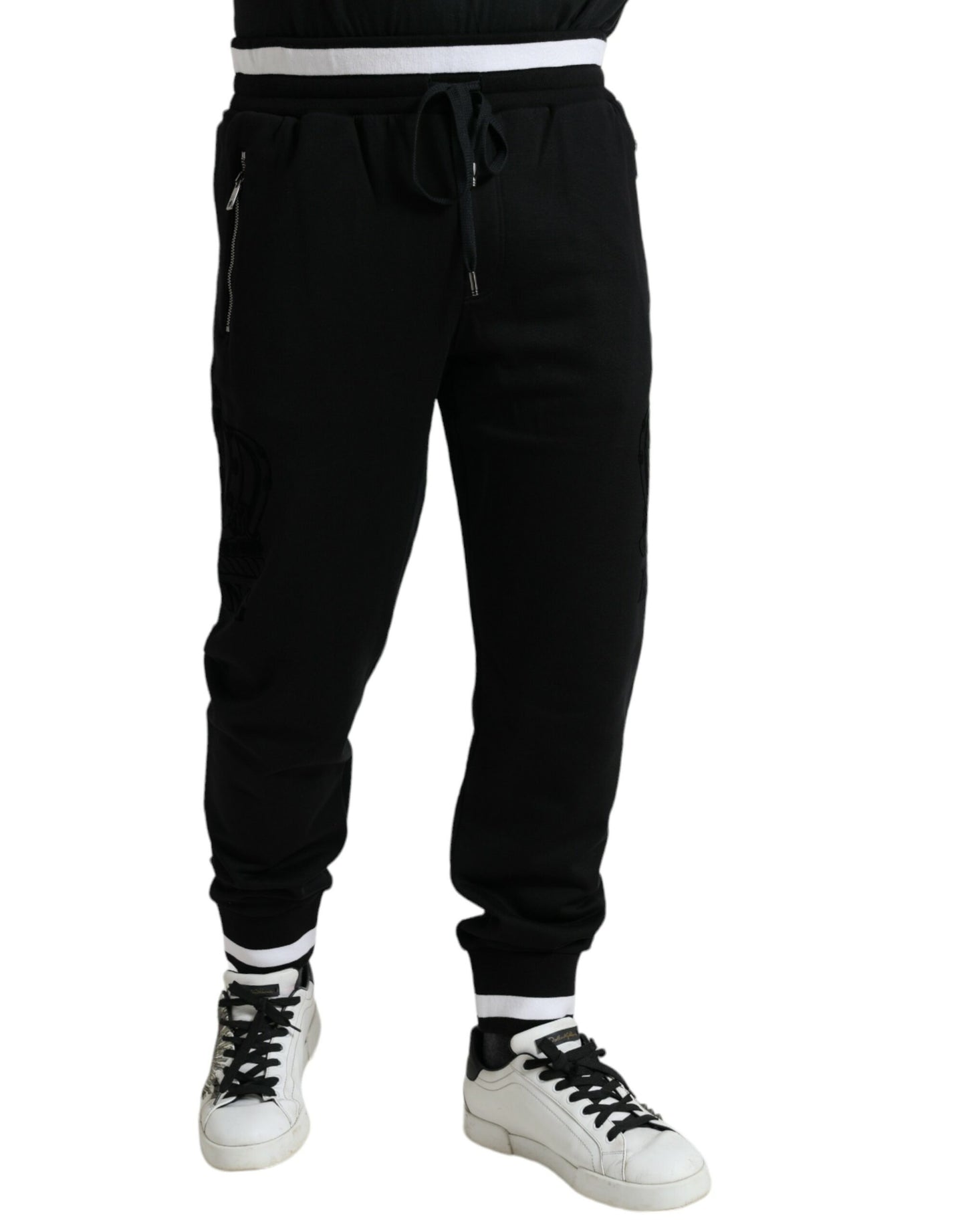  - Elegant Black and White Cotton Joggers