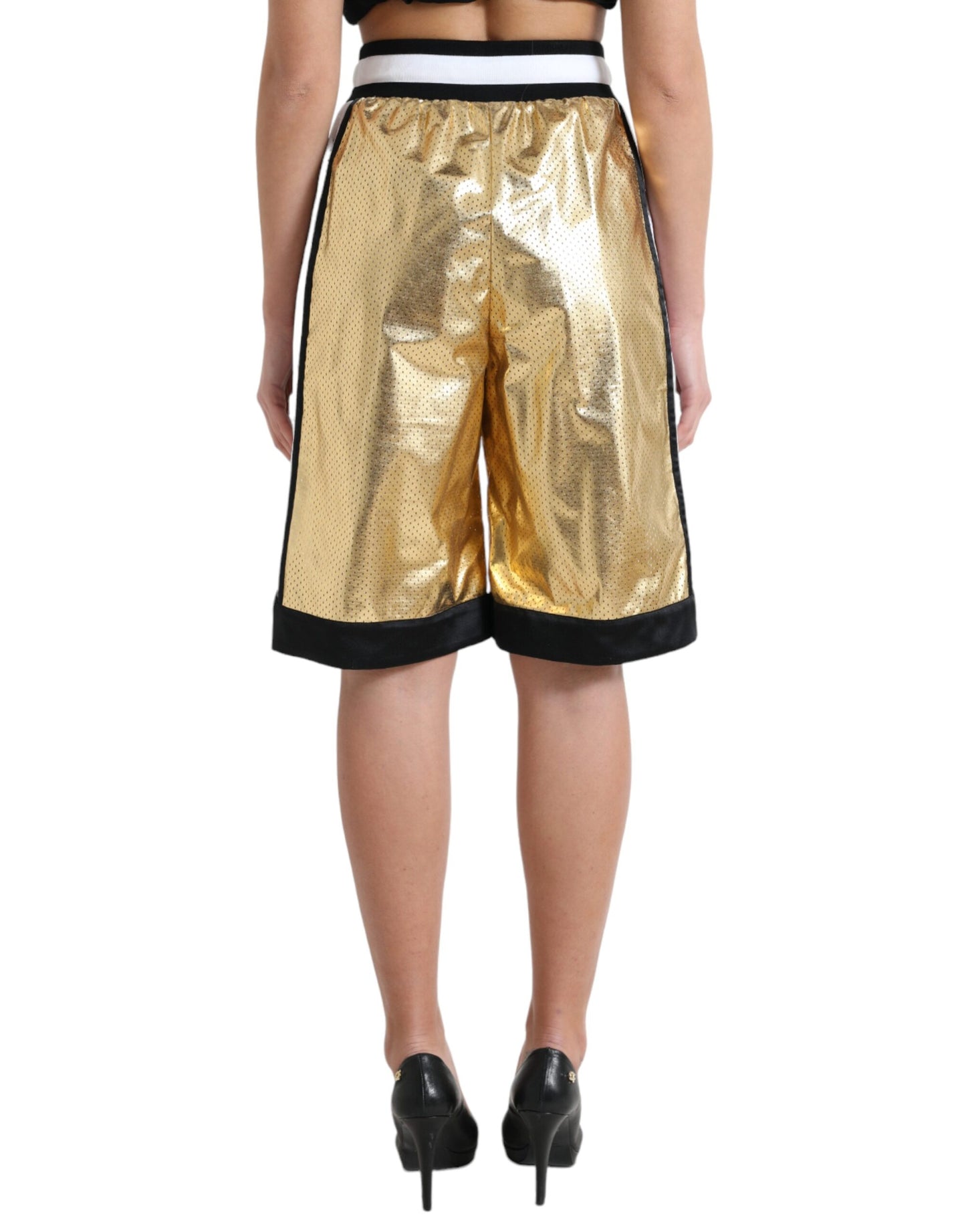  - Elevated Elegance: High Waist Golden Shorts