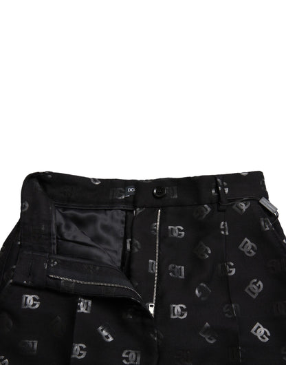  - Chic High Waist Straight Pants with Logo Print