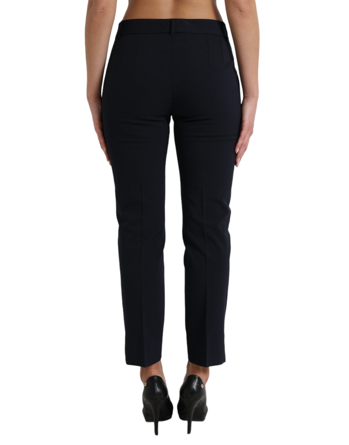  - Elegant Mid Waist Tapered Pants in Blue