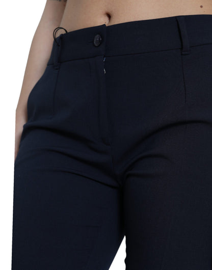  - Elegant Mid Waist Tapered Pants in Blue