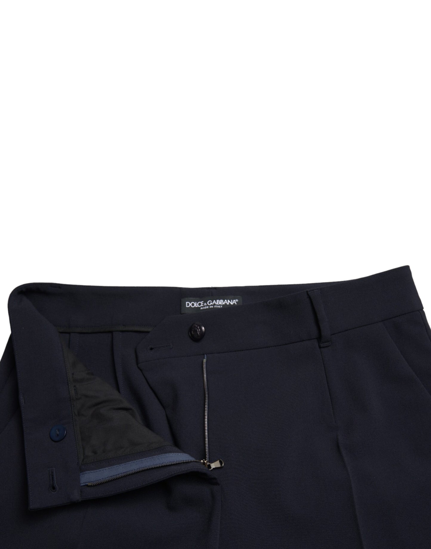  - Elegant Mid Waist Tapered Pants in Blue