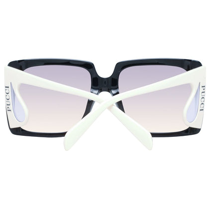 Emilio Pucci Women’s Sunglasses – Black Square Frame with Grey Gradient Lenses, 58mm