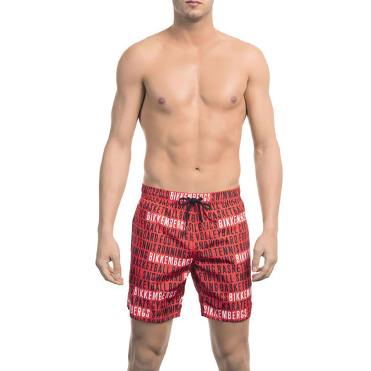  - Red Polyester Men Swim Short