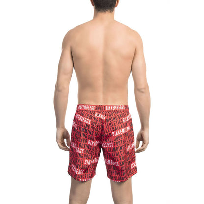  - Red Polyester Men Swim Short