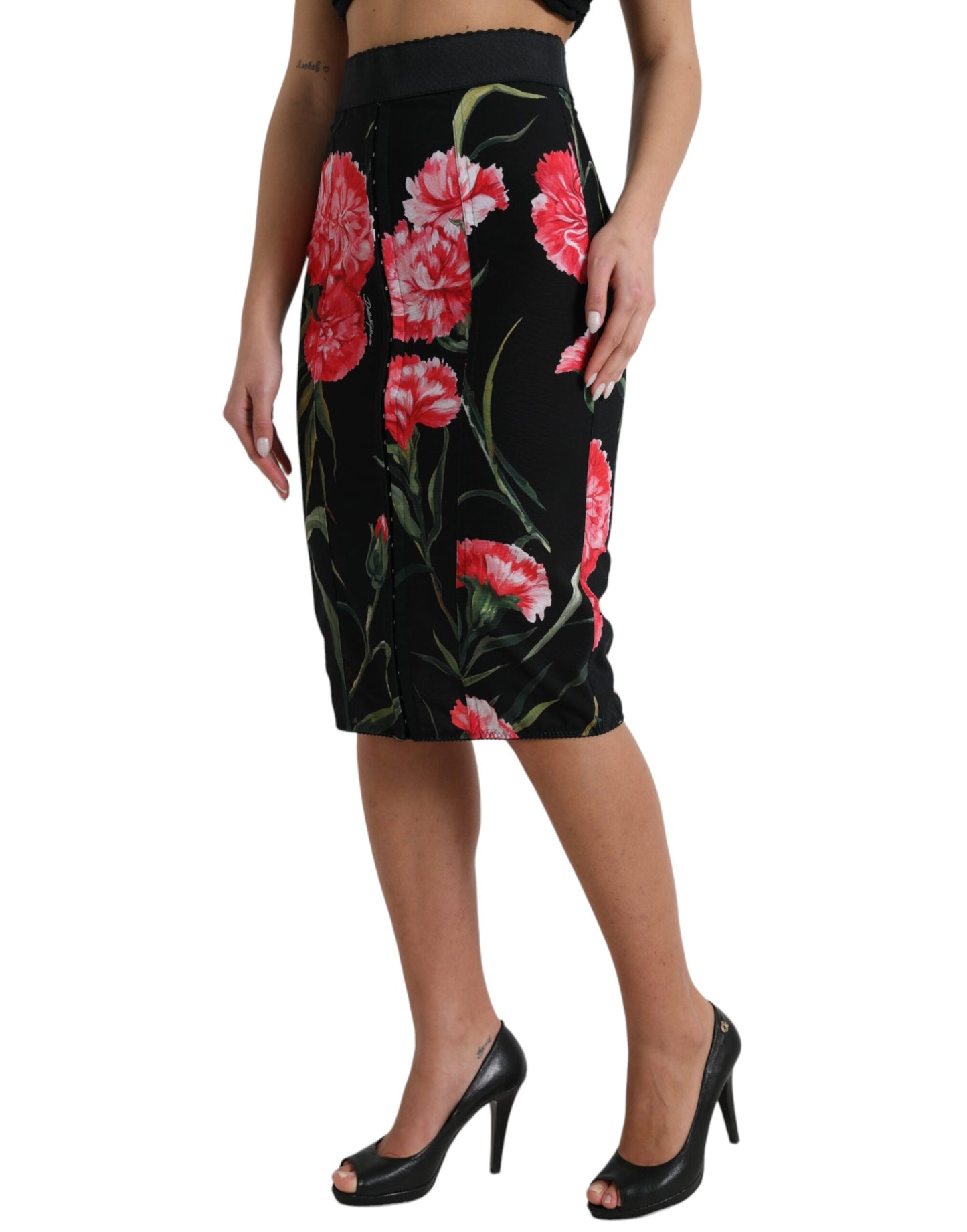  - Floral High Waist Pencil Skirt