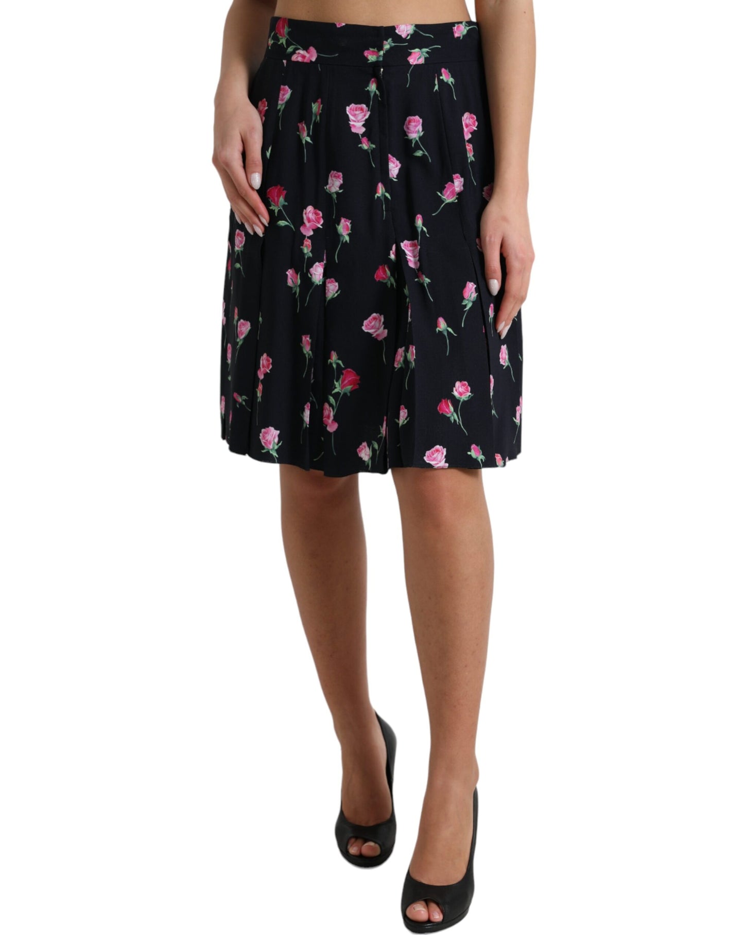  - Elegant Floral A-Line Knee-Length Skirt