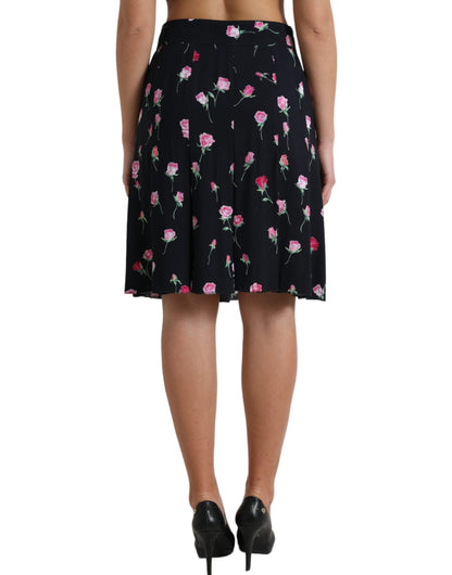  - Elegant Floral A-Line Knee-Length Skirt