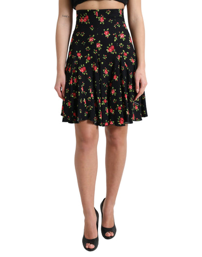  - Floral A-Line Mini Skirt with High Waist