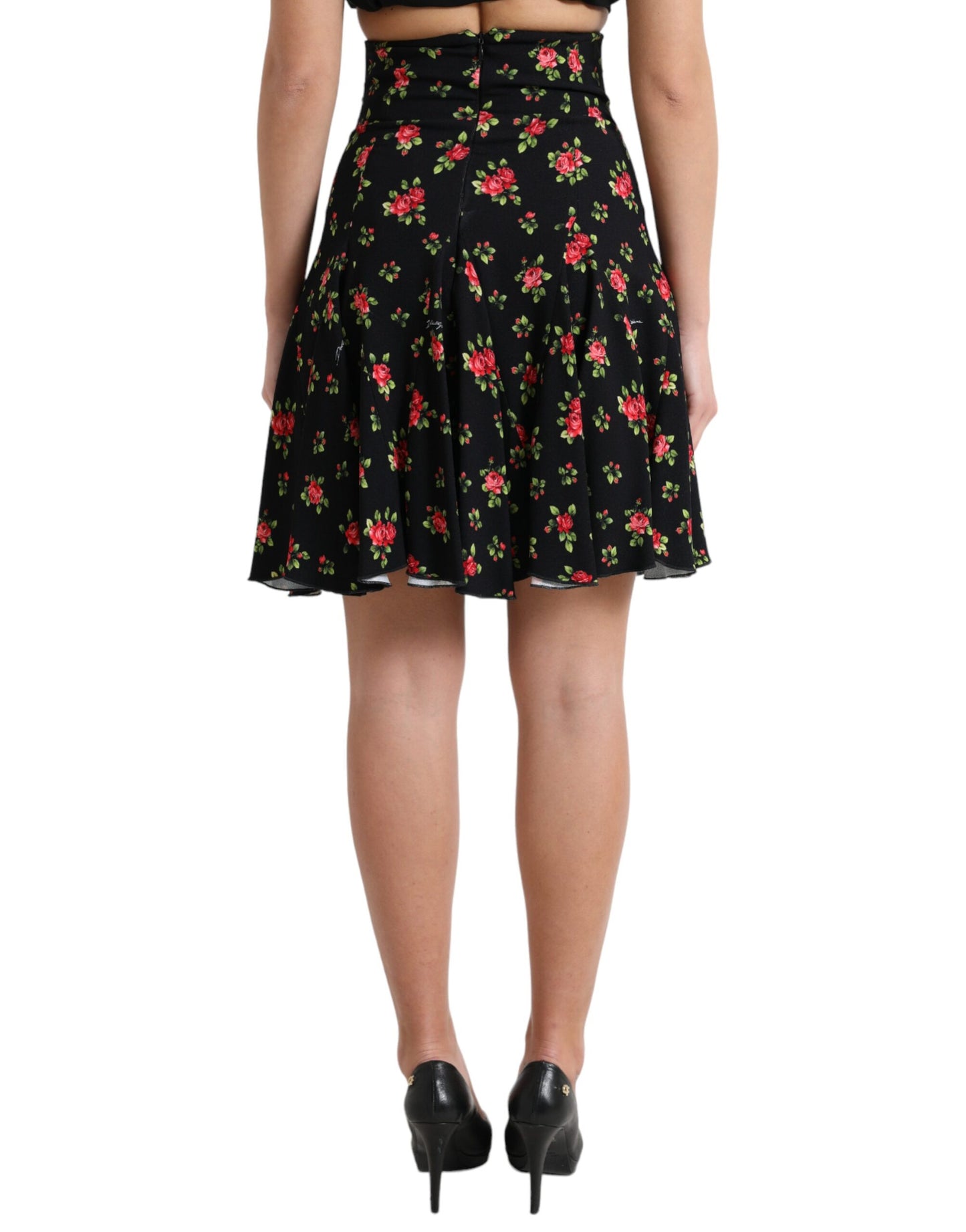  - Floral A-Line Mini Skirt with High Waist