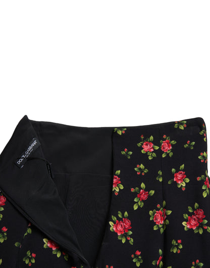  - Floral A-Line Mini Skirt with High Waist