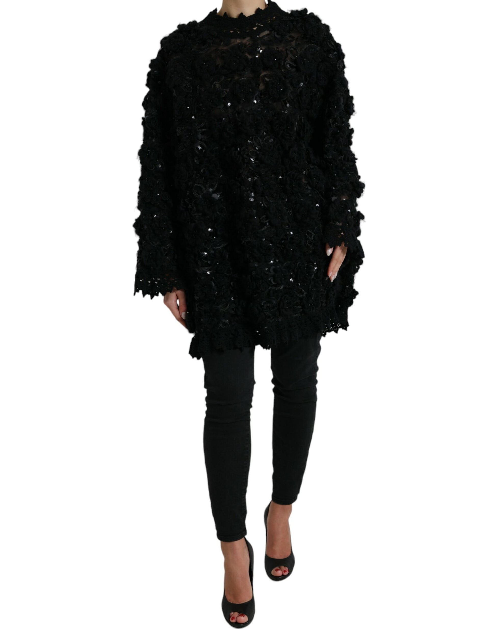 Sequin Embellished Black Jumper