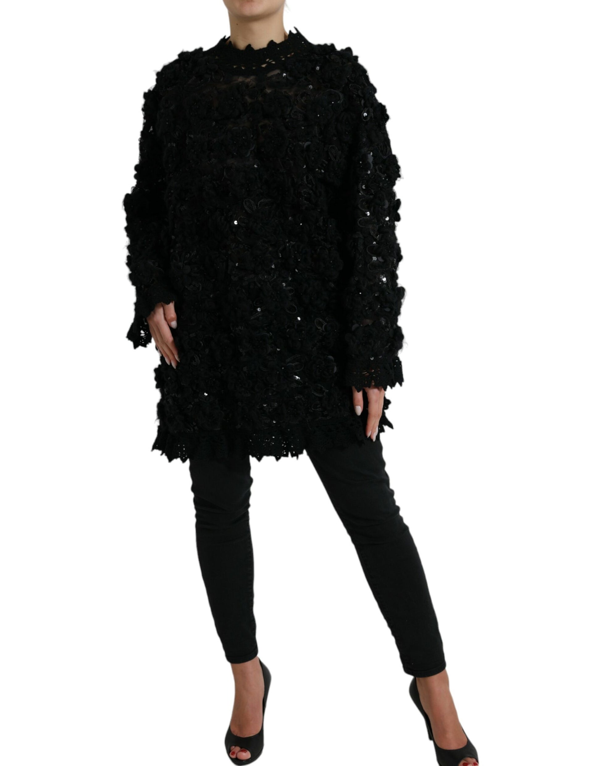 Sequin Embellished Black Jumper