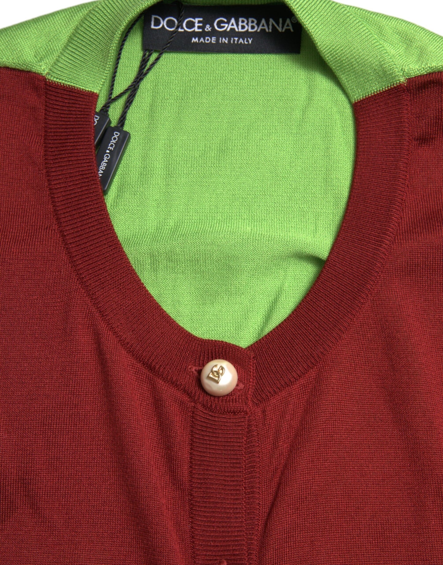  - Silk Button Front Cardigan in Maroon Mix