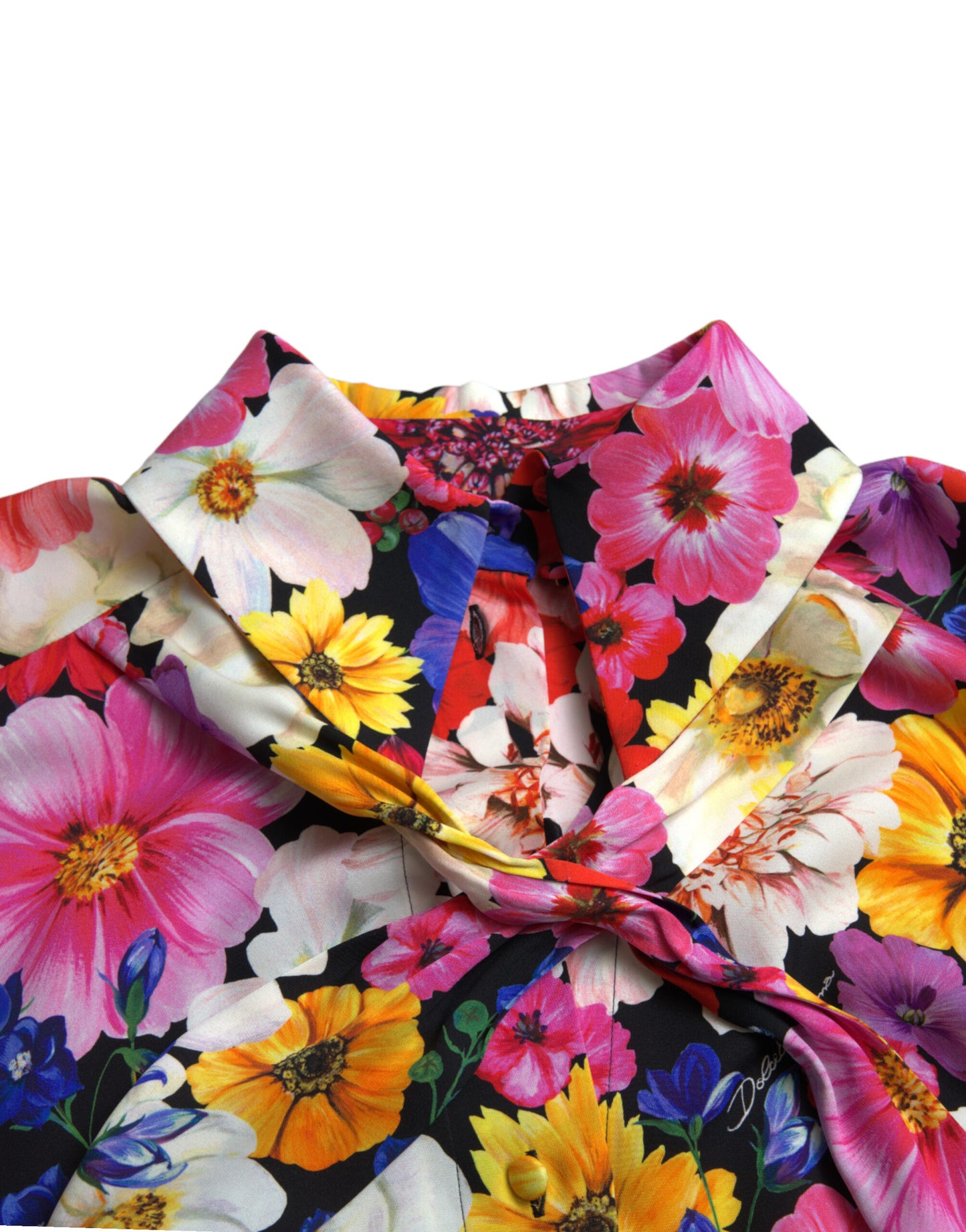  - Floral Silk Blouse with Front Tie Fastening