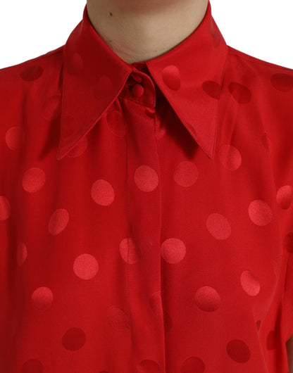  - Elegant Polka Dot Sleeveless Silk Blouse