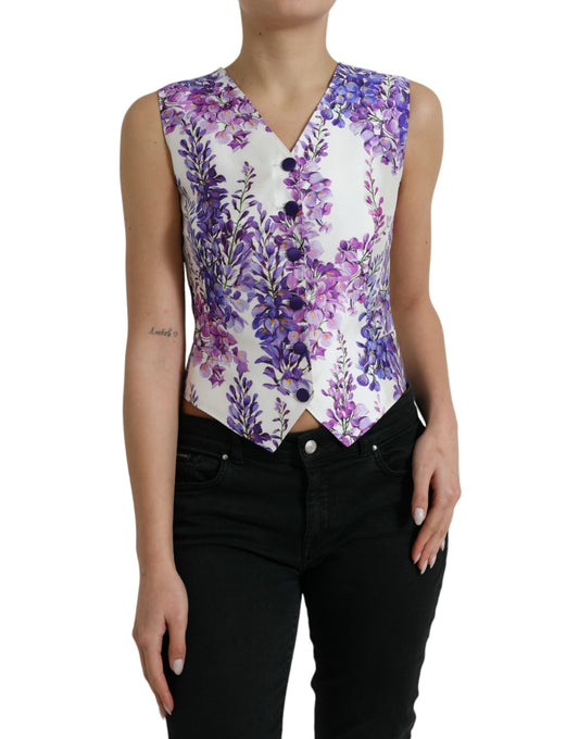  - Floral Print Silk Blend Waistcoat