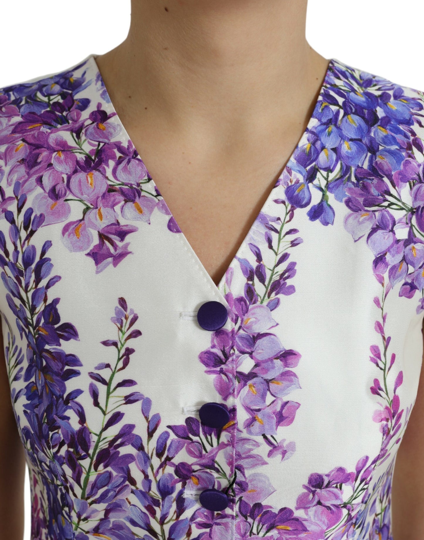  - Floral Print Silk Blend Waistcoat