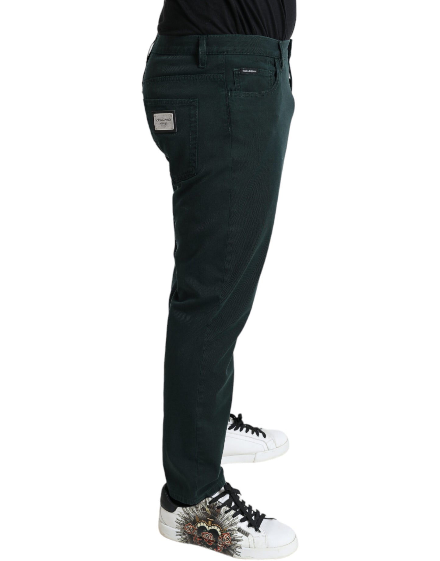  - Elegant Green Skinny Cotton Jeans