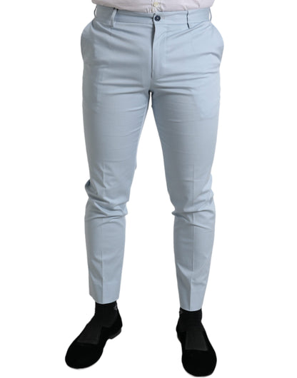 Sky Blue Cotton Stretch Skinny Pants - The Luxe Alliance