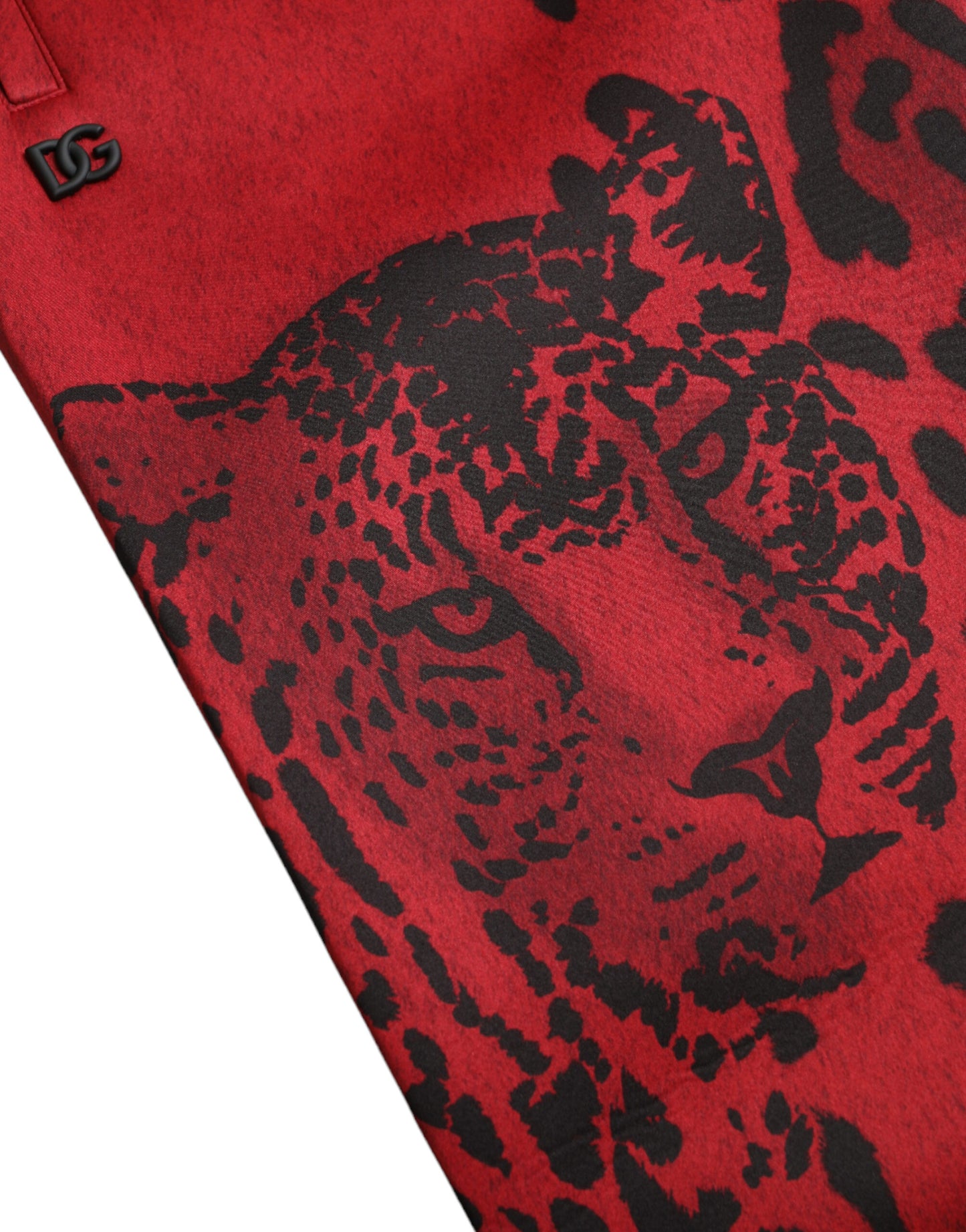  - Elegant Leopard Print Joggers in Red and Black