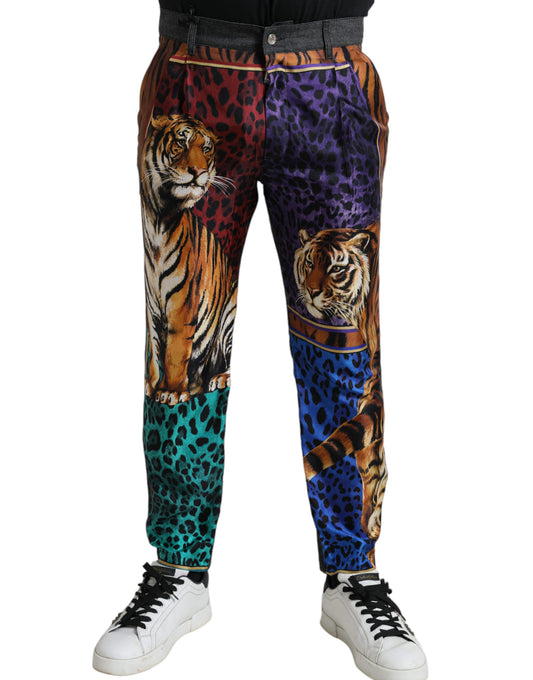  - Multicolor Tiger Print Loose Denim Jeans