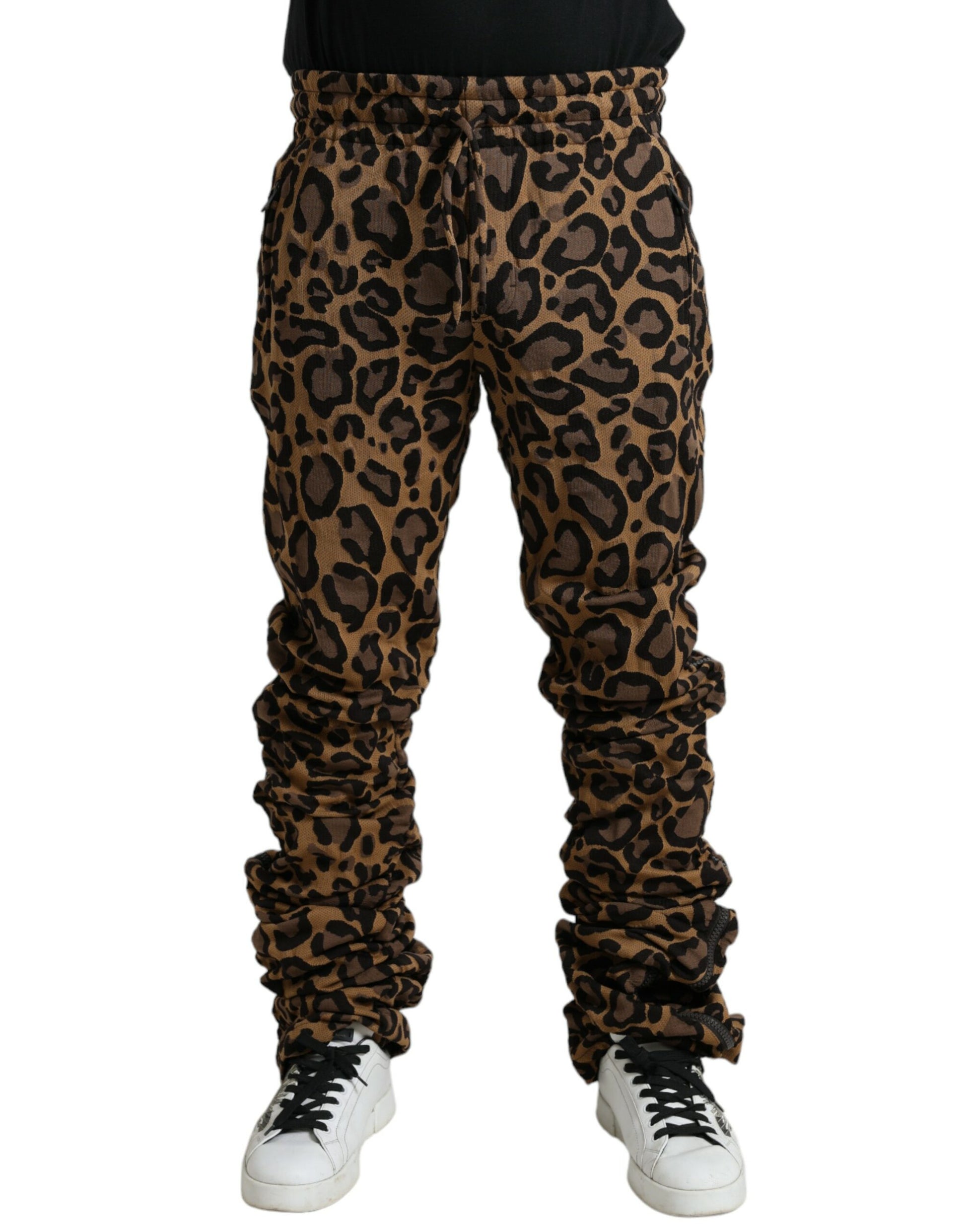 Brown Leopard Print Jogger Pants