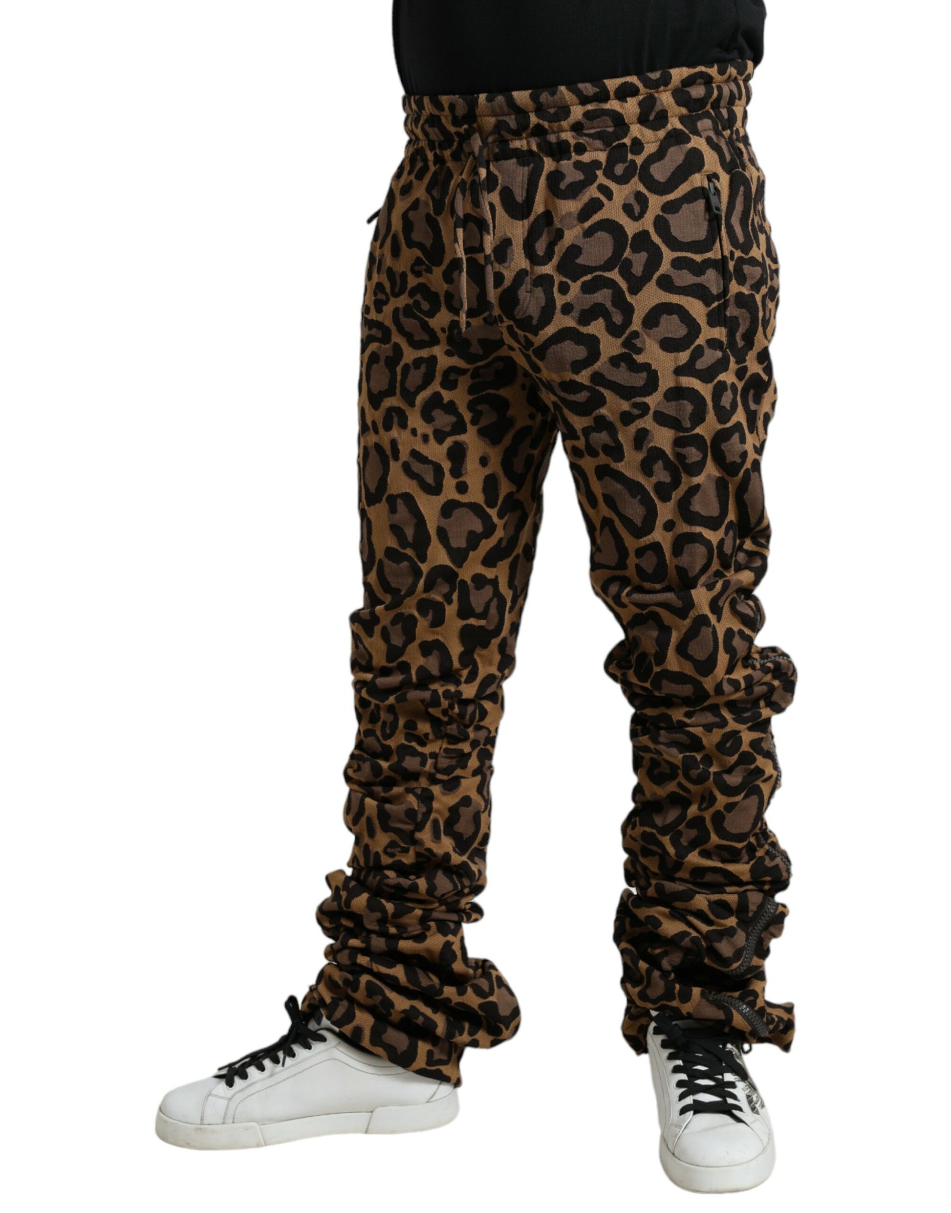 Brown Leopard Print Jogger Pants