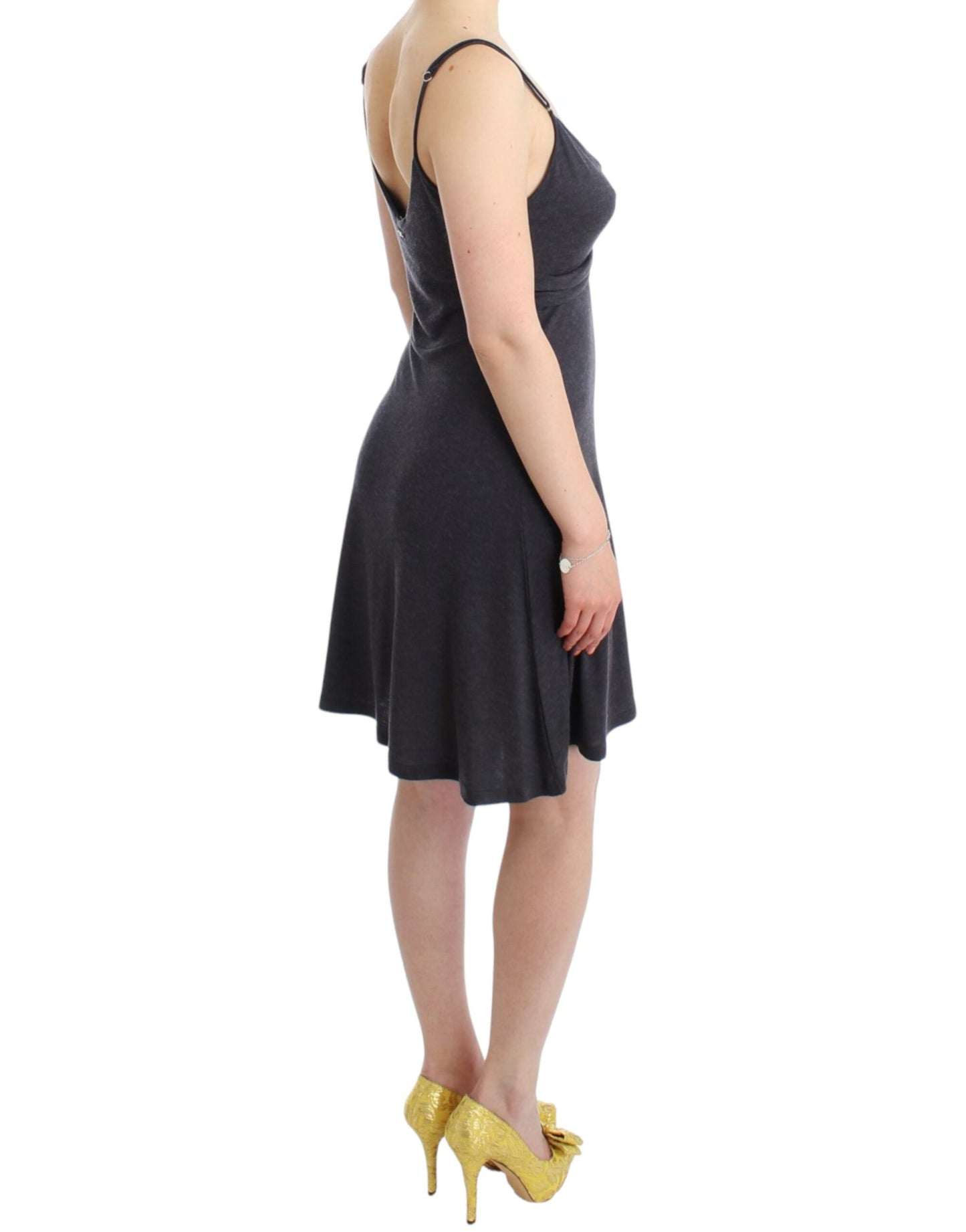  - Chic Gray Knee-Length Spaghetti Strap Dress