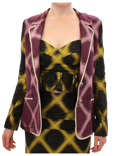  - Chic Purple Checkered Jacket Blazer