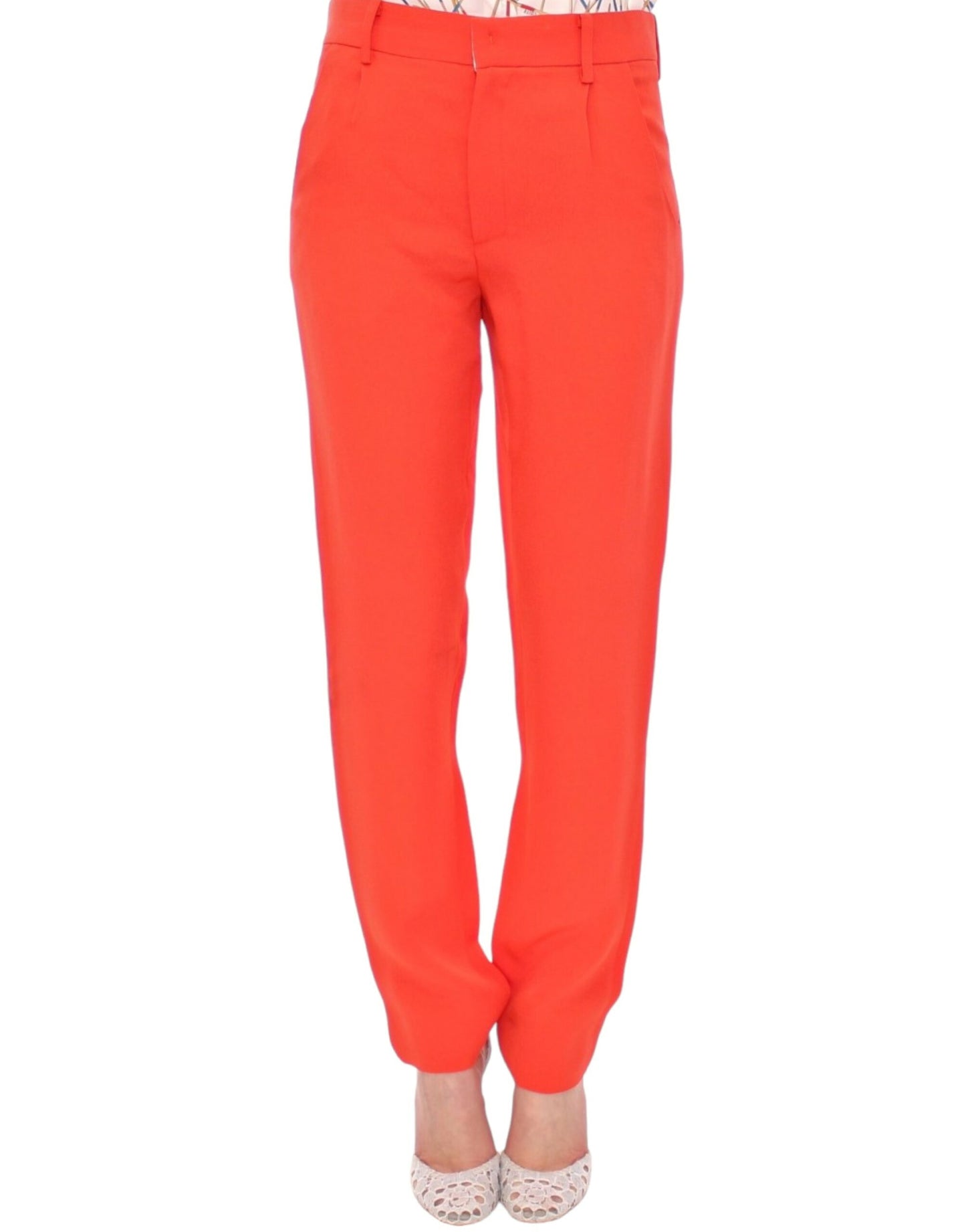  - Chic Orange Boyfriend Pants - Italian Crafted