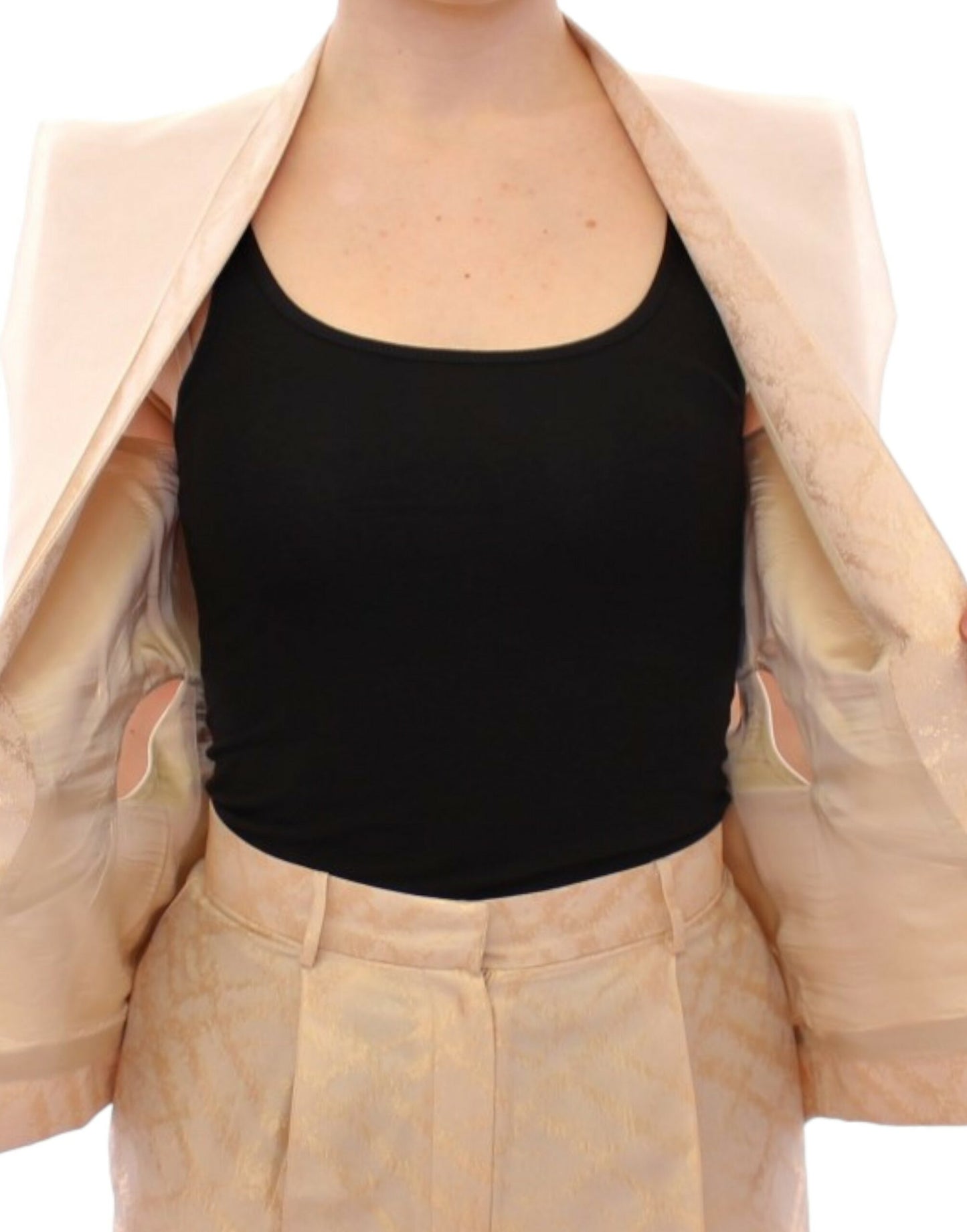  - Exclusive Beige Brocade Sleeveless Vest