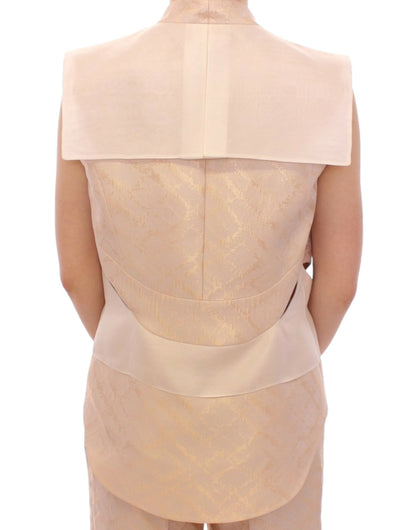  - Exclusive Beige Brocade Sleeveless Vest