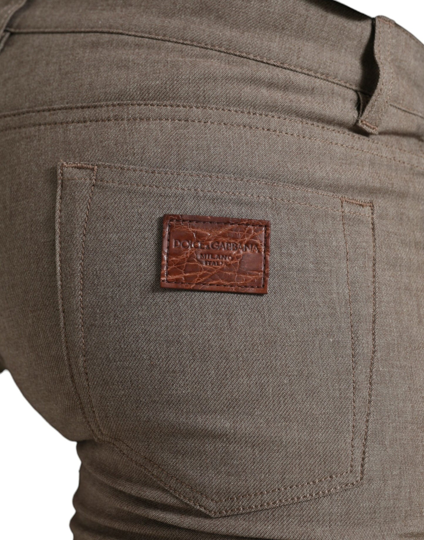  - Elegant Brown Cotton Stretch Skinny Pants