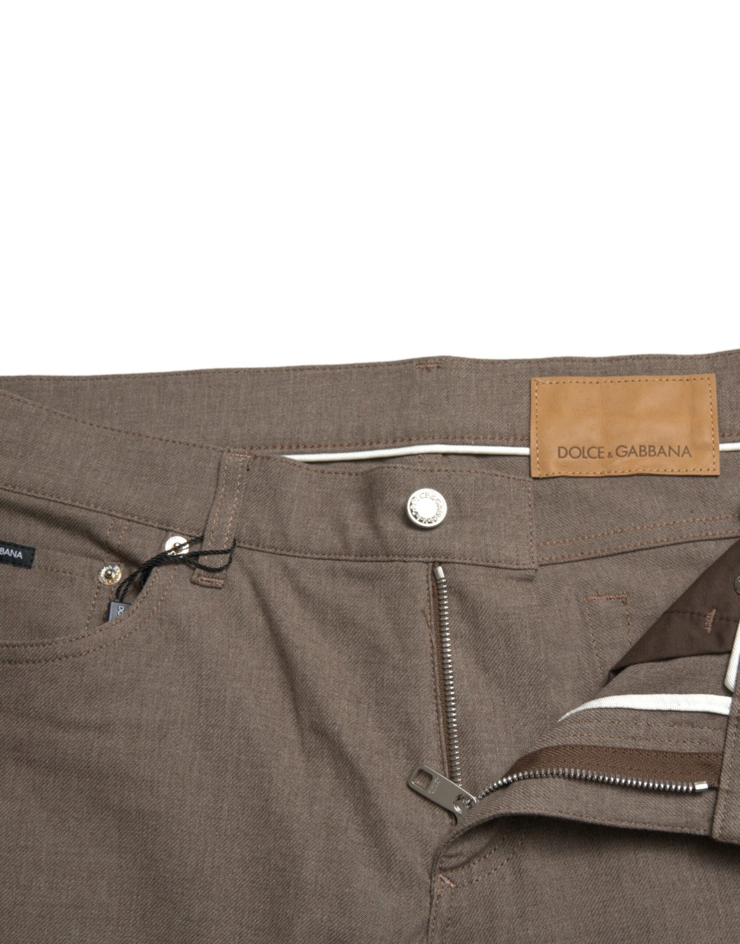  - Elegant Brown Cotton Stretch Skinny Pants