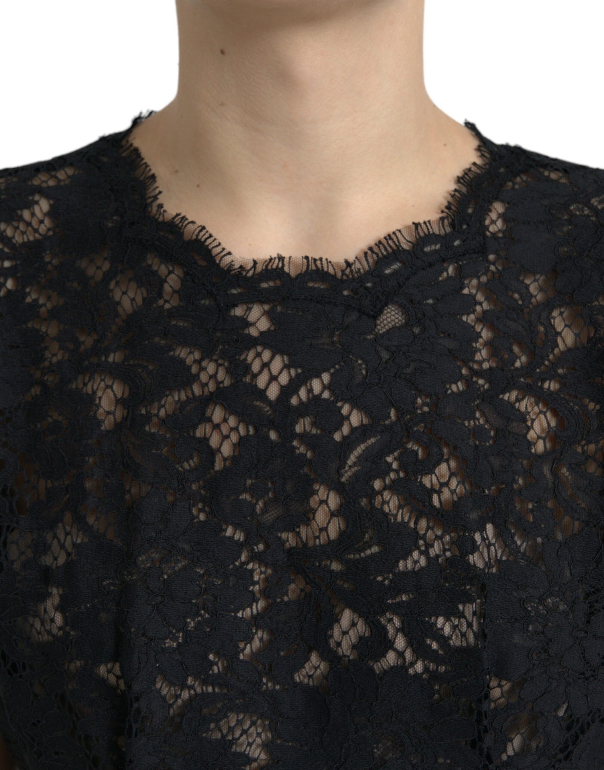 Black Floral Lace A-Line Mini Dress