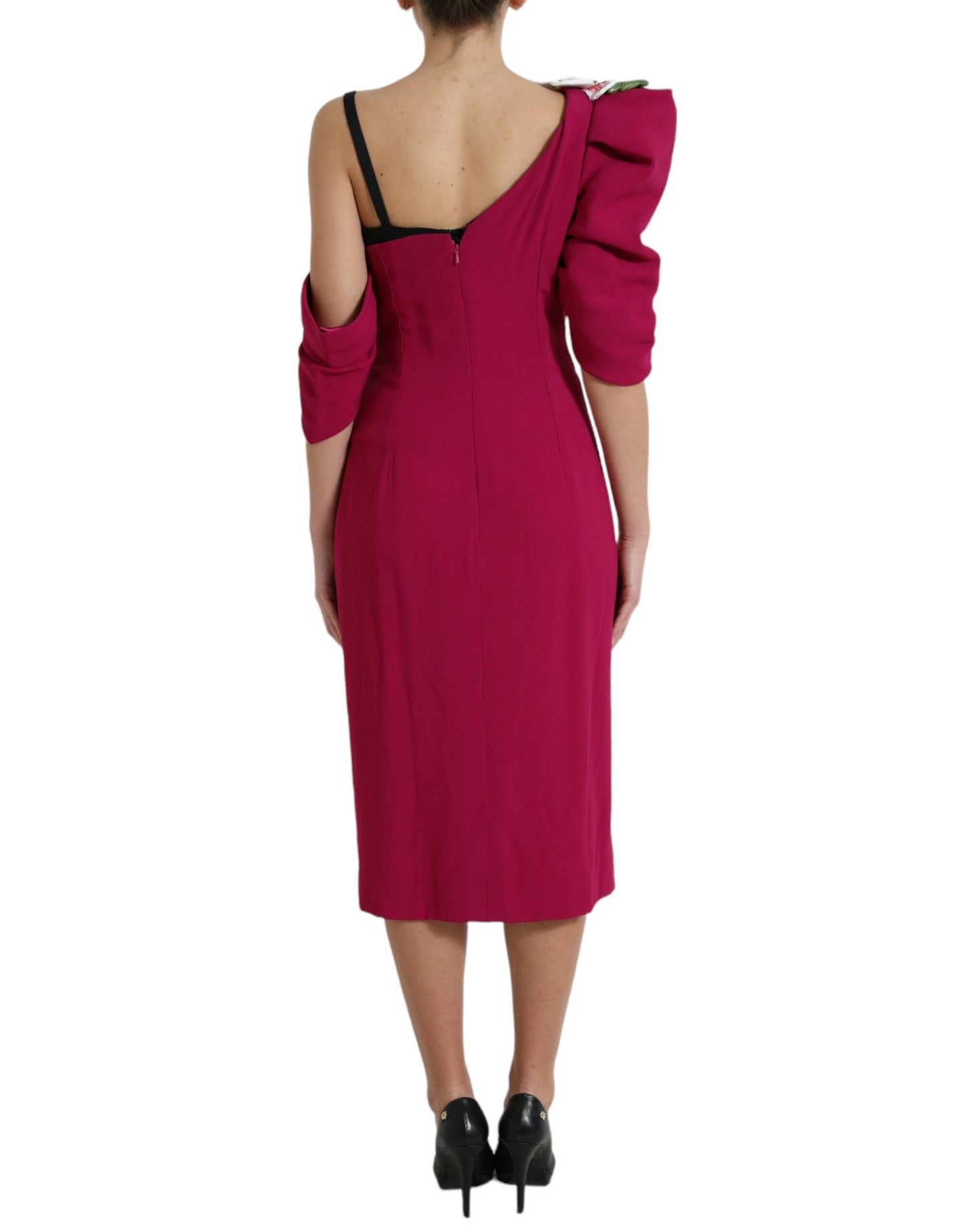  - Elegant Purple Silk Midi Sheath Dress