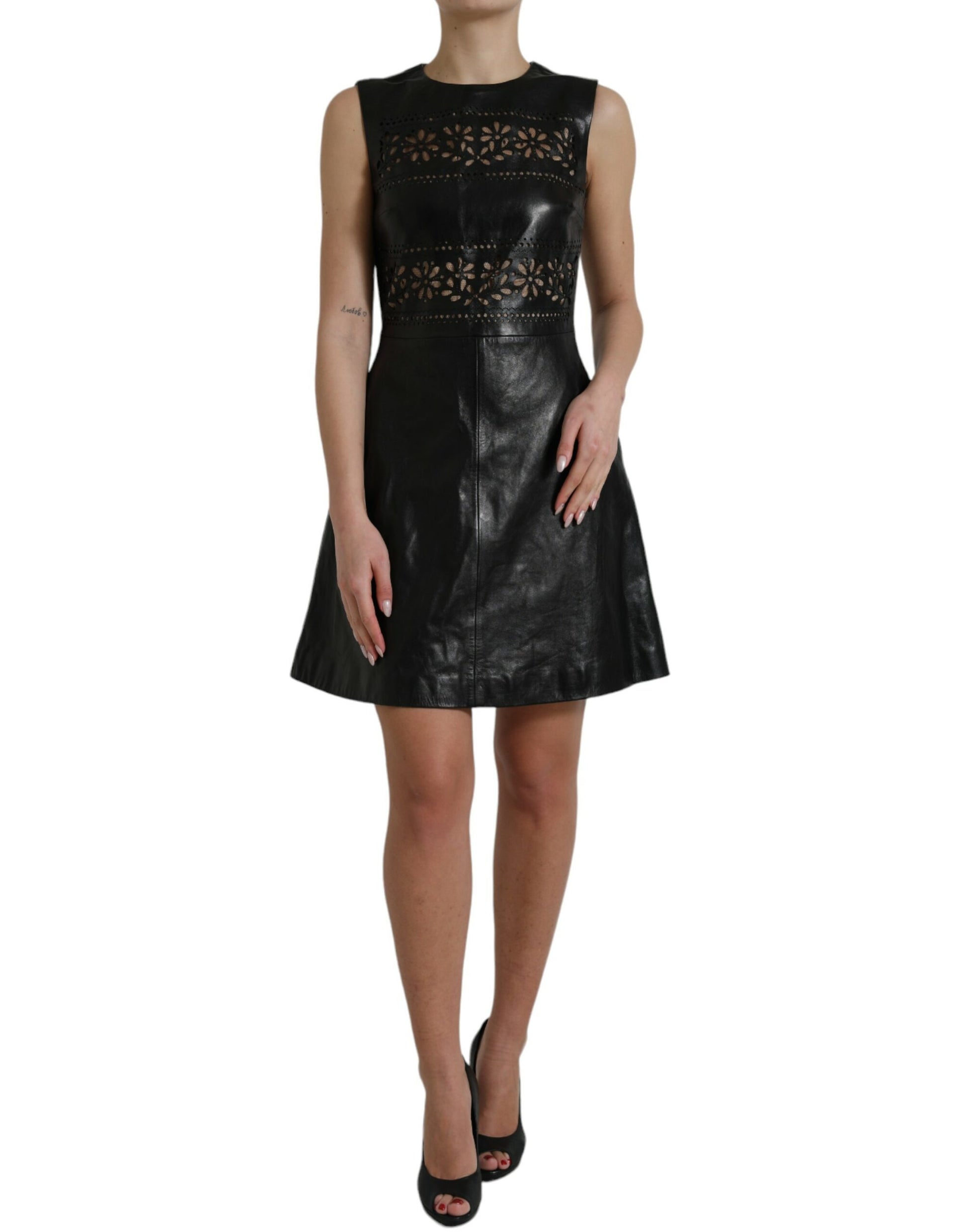 Black Laser-Cut A-Line Dress