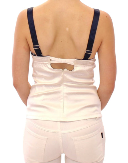  - White Sailor Motif Stretch Tank Top