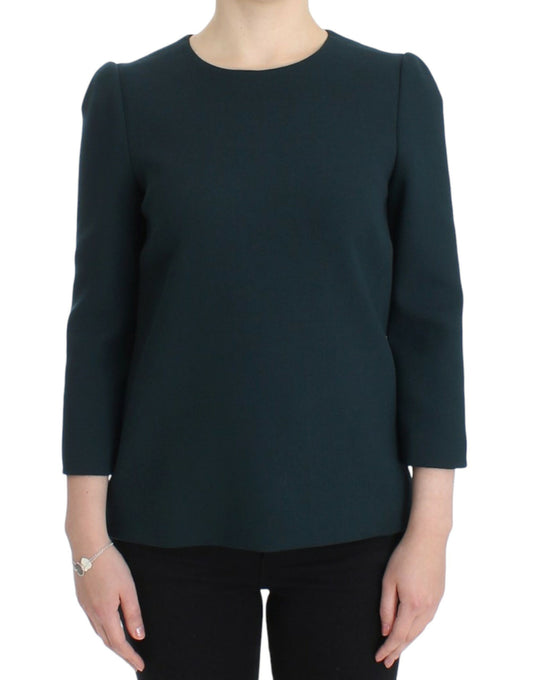  - Enchanted Sicily Green Wool Silk Blend Blouse