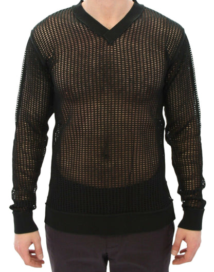  - Elegant V-Neck Dark Green Knitted Sweater