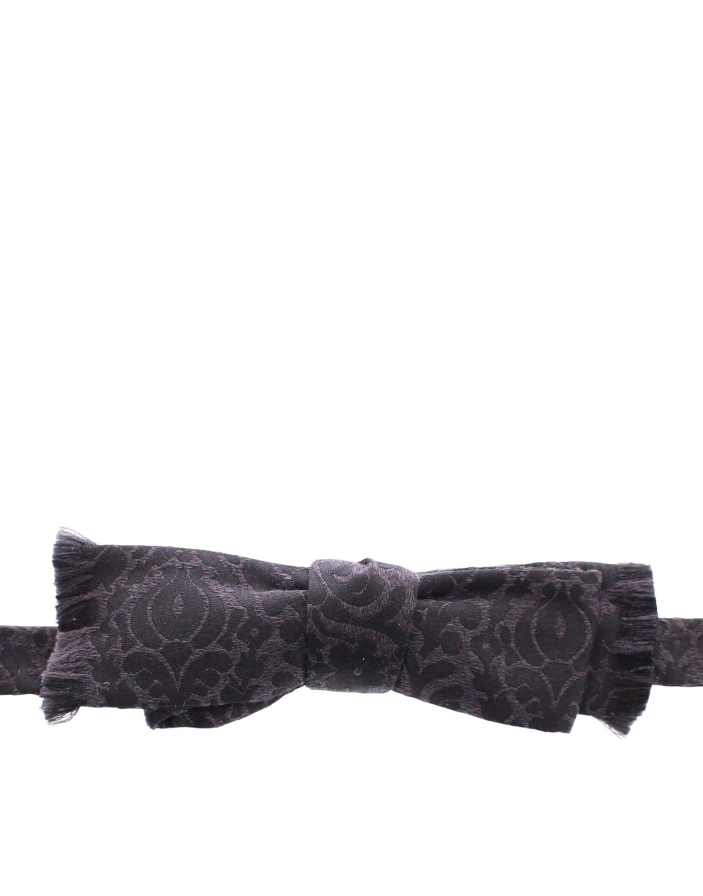  - Elegant Black Paisley Silk-Wool Blend Bow Tie