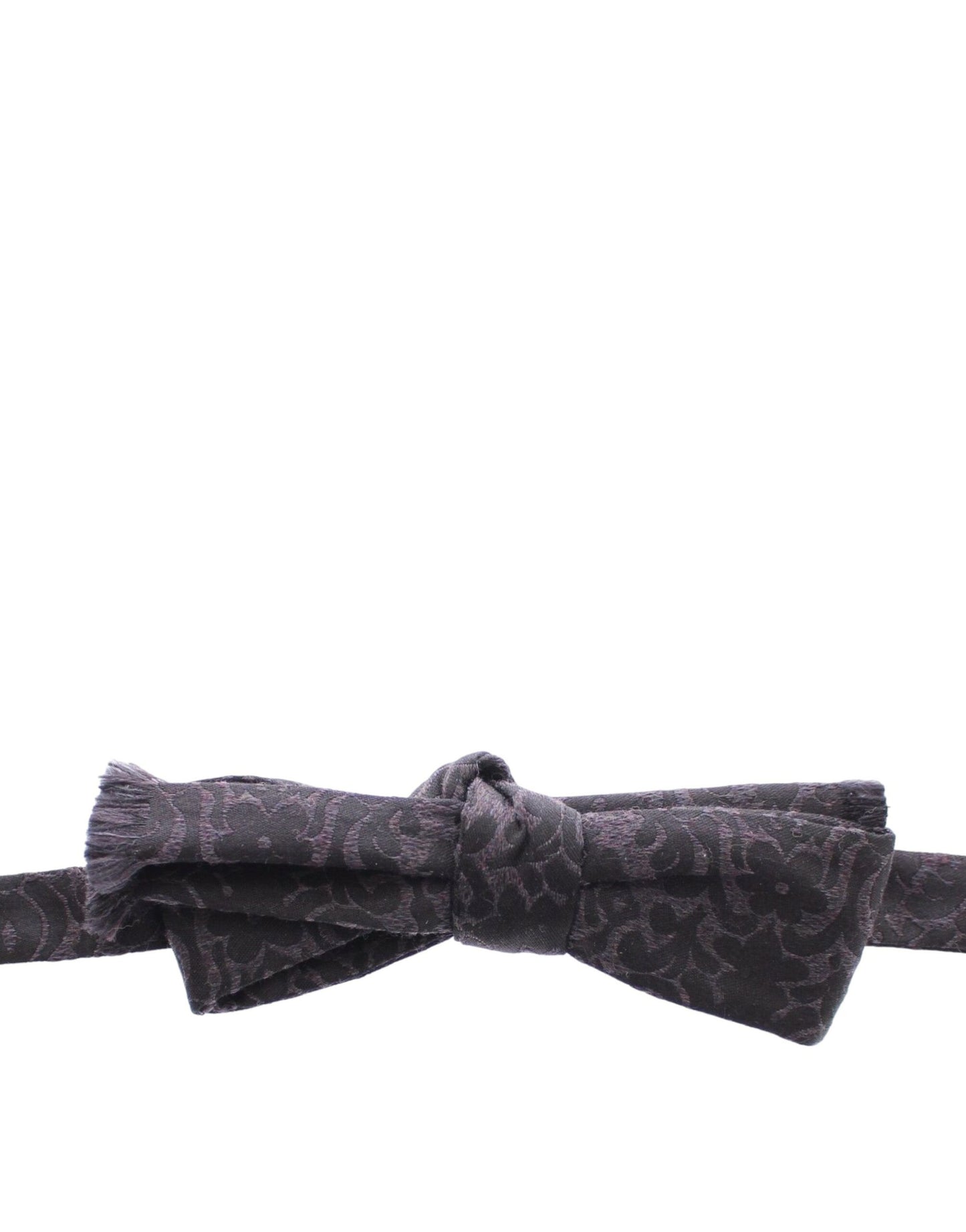  - Elegant Black Paisley Silk-Wool Blend Bow Tie