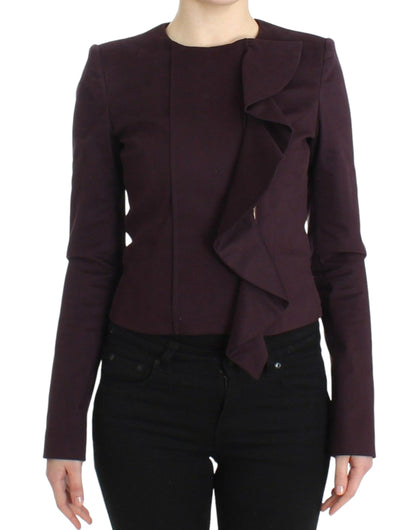  - Elegant Purple Cotton Blend Blazer