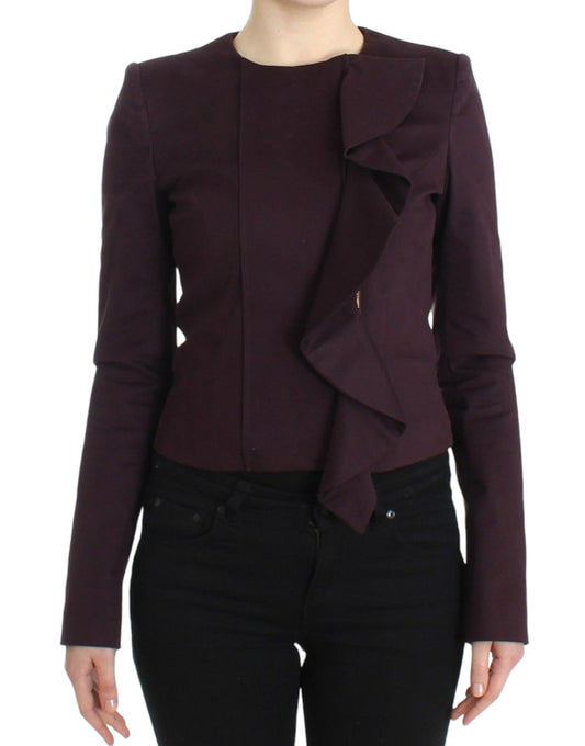  - Elegant Purple Cotton Blend Blazer