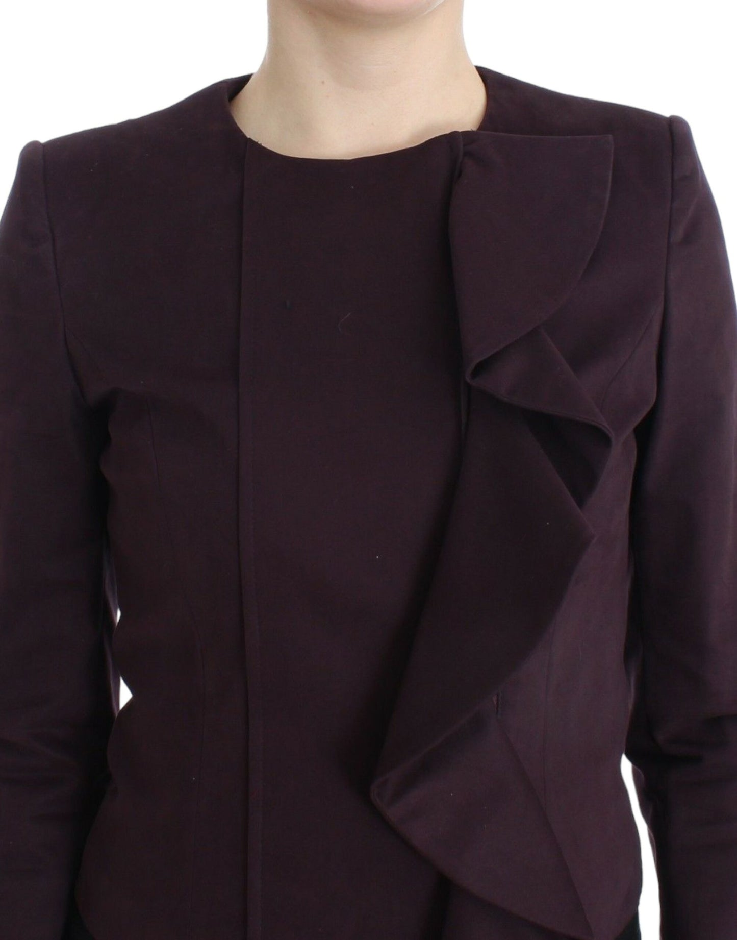  - Elegant Purple Cotton Blend Blazer