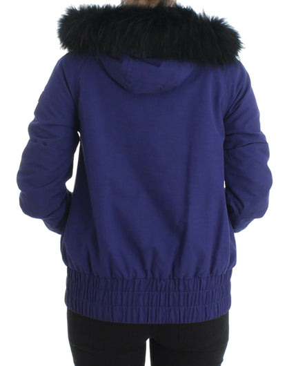  - Chic Blue K-Way Jacket with Faux Fur Accent