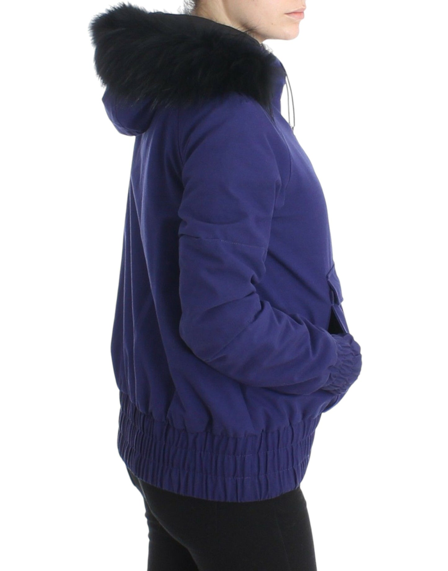  - Chic Blue K-Way Jacket with Faux Fur Accent