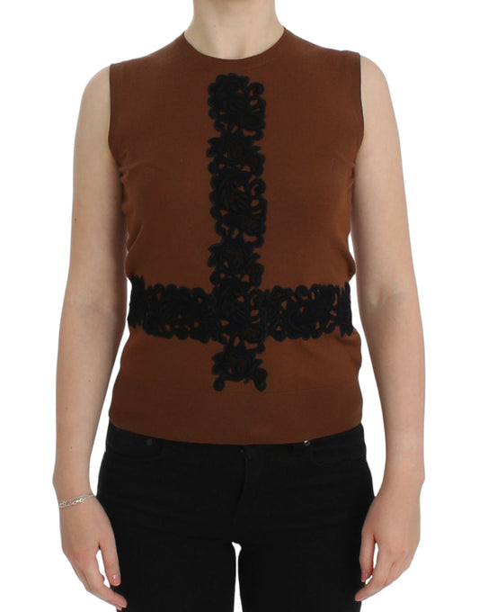  - Timeless Wool and Lace Sleeveless Vest